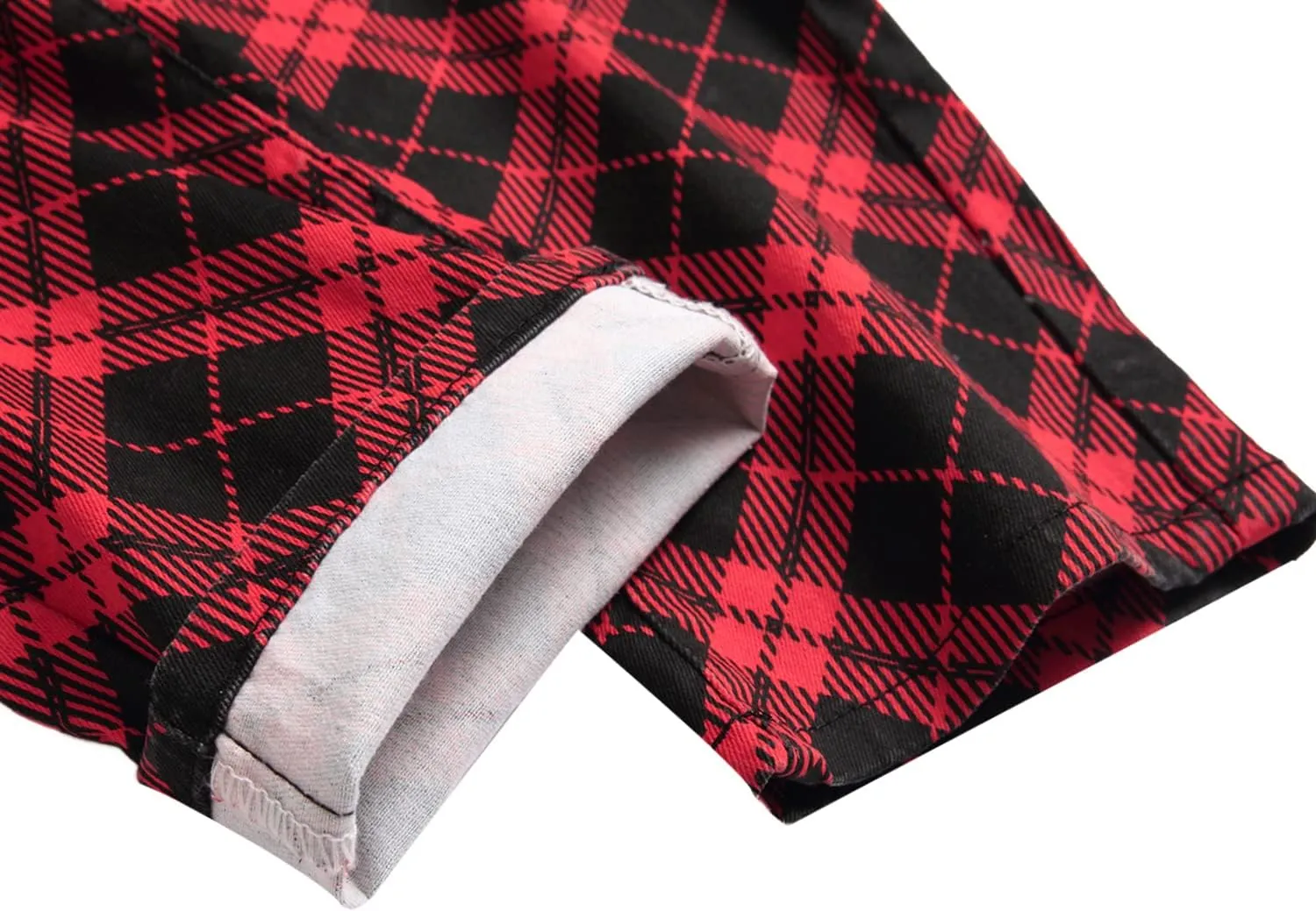 RANMCC Plaid Pants for Men Skinny Flat-Front Stretch Slim Casual Business Dress Pants