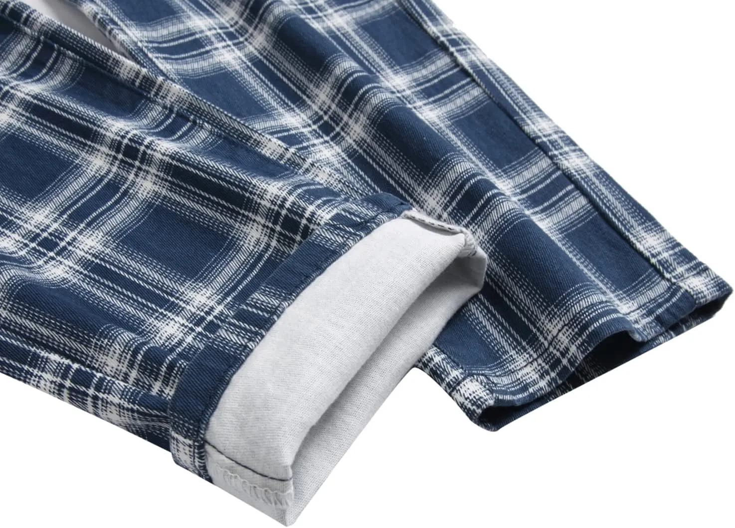 RANMCC Plaid Pants for Men Skinny Flat-Front Stretch Slim Casual Business Dress Pants