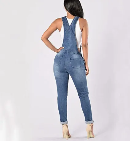Ripped Trousers Jumpsuit Denim