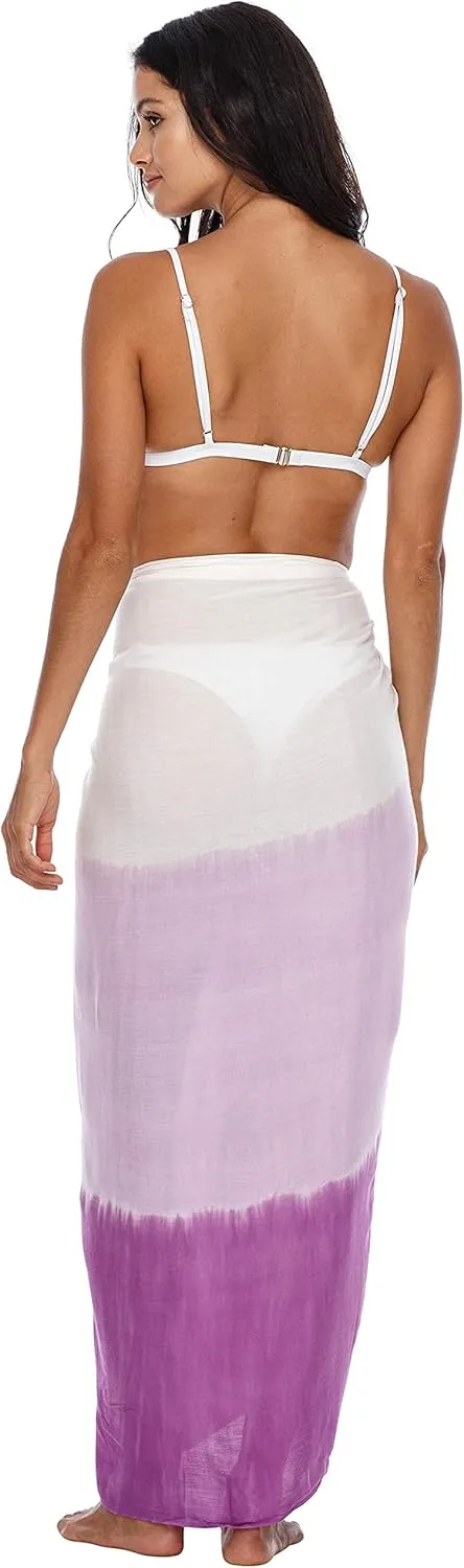 SHU-SHI Sarong Wraps For Women Beach Cover Up Skirt Swimsuit Wrap Pareo Coverups Ombre Tie Dye