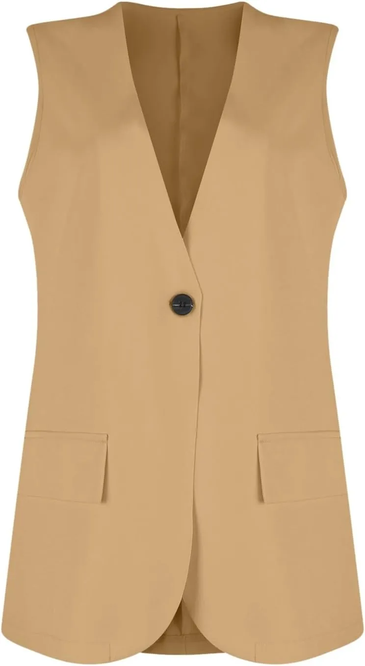Sleeveless Womens Vest Blazers for Work Casual Lightweight Blazer Travel Fall Office Outfits Open Front Suit