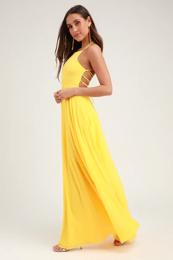 Strappy to be Here Yellow Maxi Dress