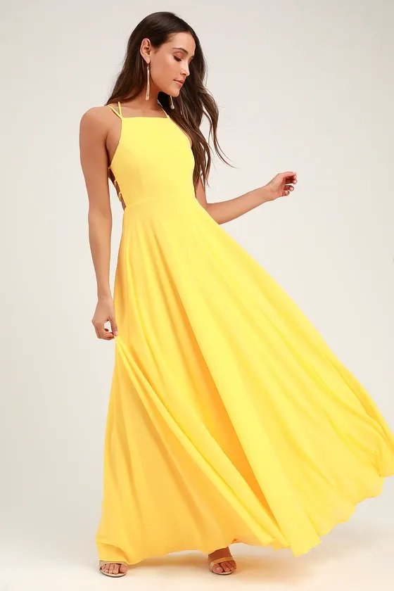 Strappy to be Here Yellow Maxi Dress