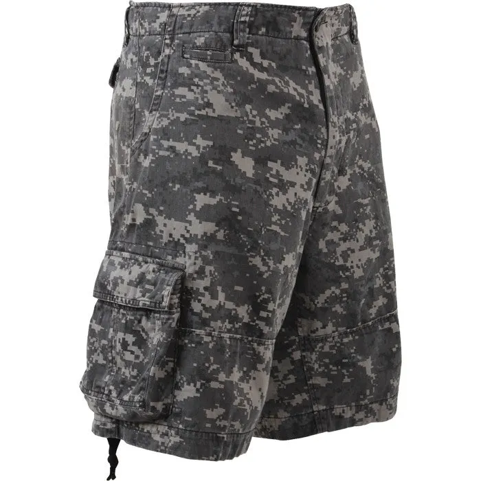 Subdued Urban Digital Camouflage - Vintage Infantry Utility Army BDU Cargo Shorts - Heavyweight Cotton - Zipper Fly
