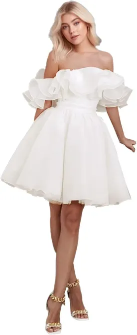 Sweetheart Short Wedding Dress for Bride Detachable Sleeves Boho Wedding Dress Tulle Bridal Gown