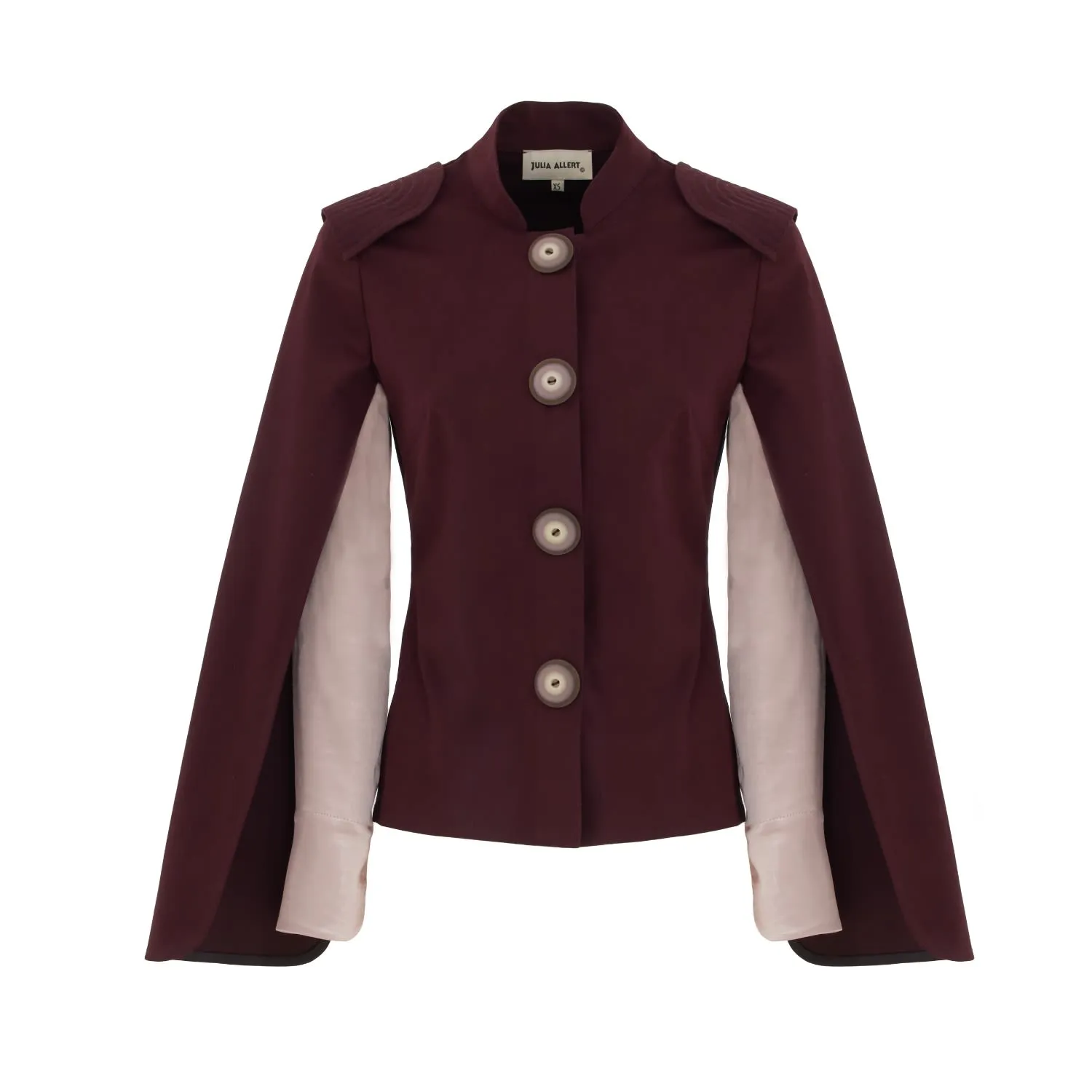 Tailored Structured Cape Blazer Burgundy