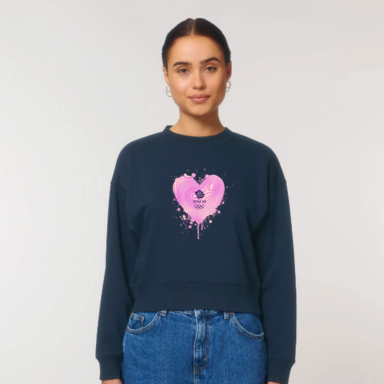 Team GB Graffiti Cropped Sweatshirt Navy