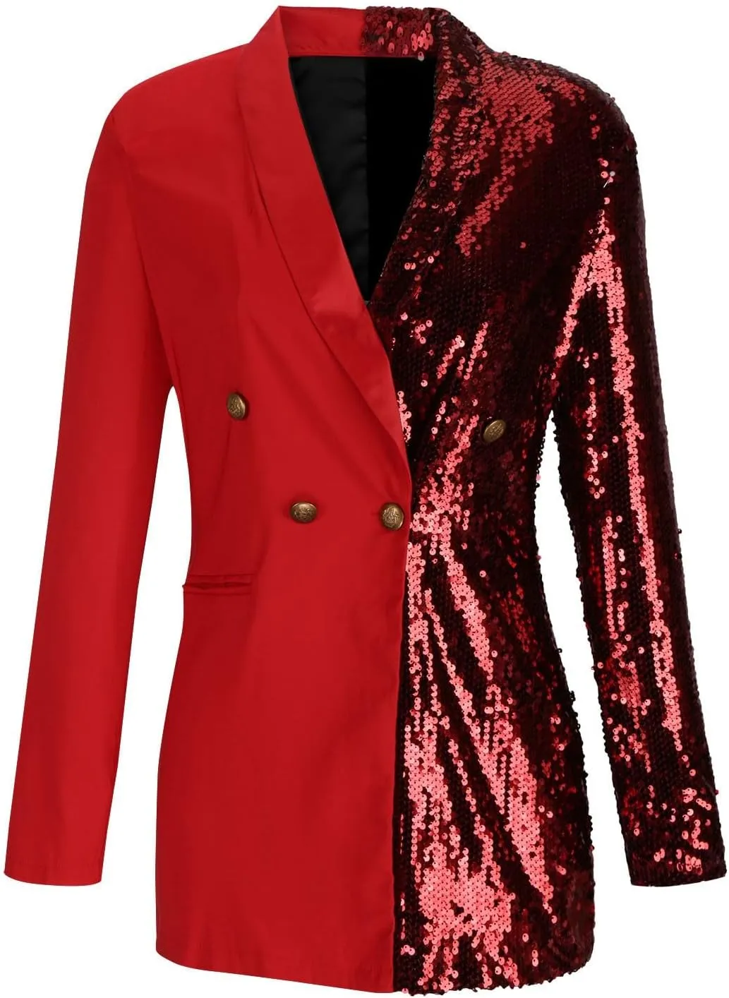 Trendy Sequin Blazer for Women Buttons Jackets Dress Casual Long Sleeve Lapel Blazers Outerwear with Pocket