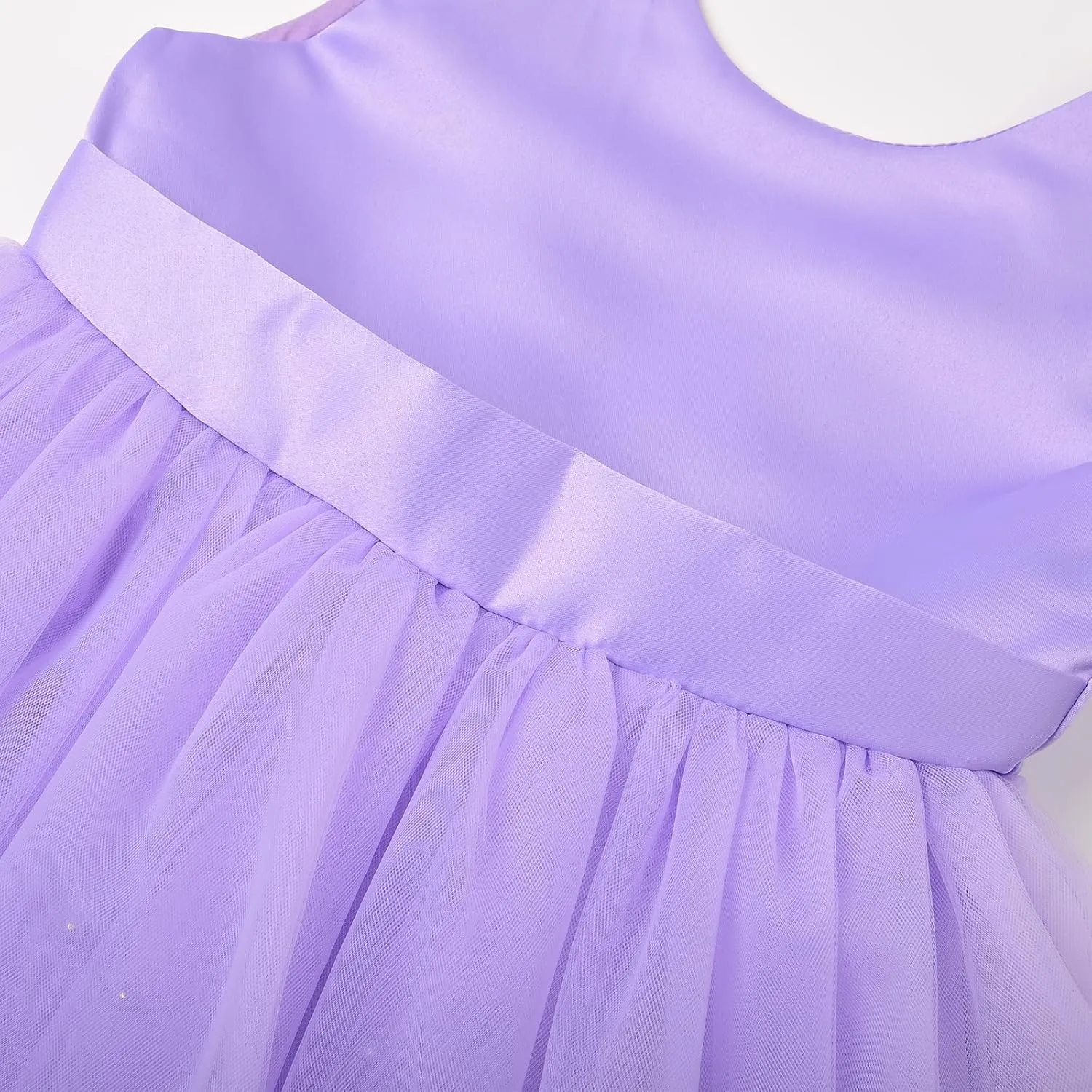 Uhnice Flower Girl Dress Satin Ball Gown for Wedding Party with Bowknot