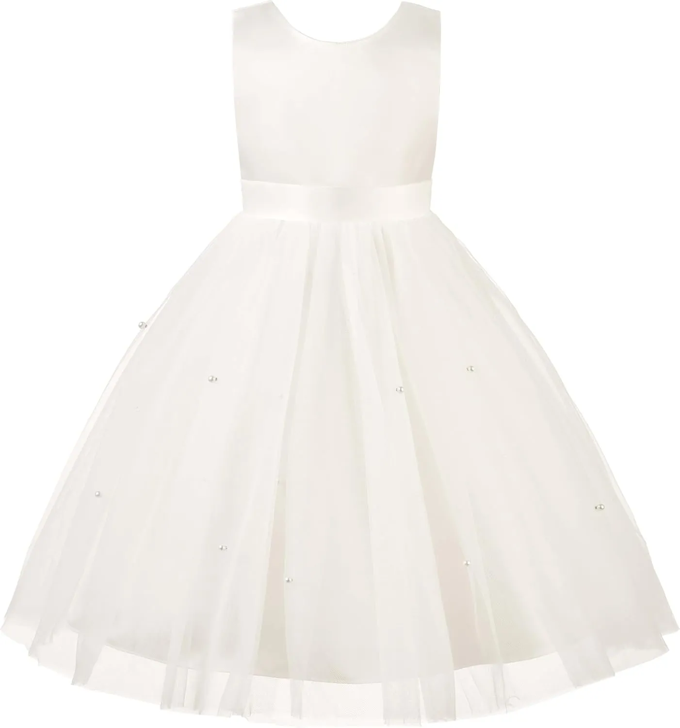 Uhnice Flower Girl Dress Satin Ball Gown for Wedding Party with Bowknot