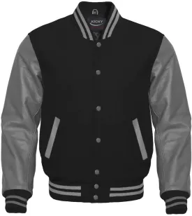 Varsity Jacket Letterman Baseball Jacket Wool body and Cowhide Leather Sleeves 22 Color Options