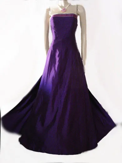 VINTAGE VICTOR COSTA FOR NEIMAN MARCUS SILVER, MULBERRY & PURPLE EVENING BALL GOWN