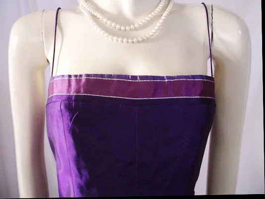 VINTAGE VICTOR COSTA FOR NEIMAN MARCUS SILVER, MULBERRY & PURPLE EVENING BALL GOWN