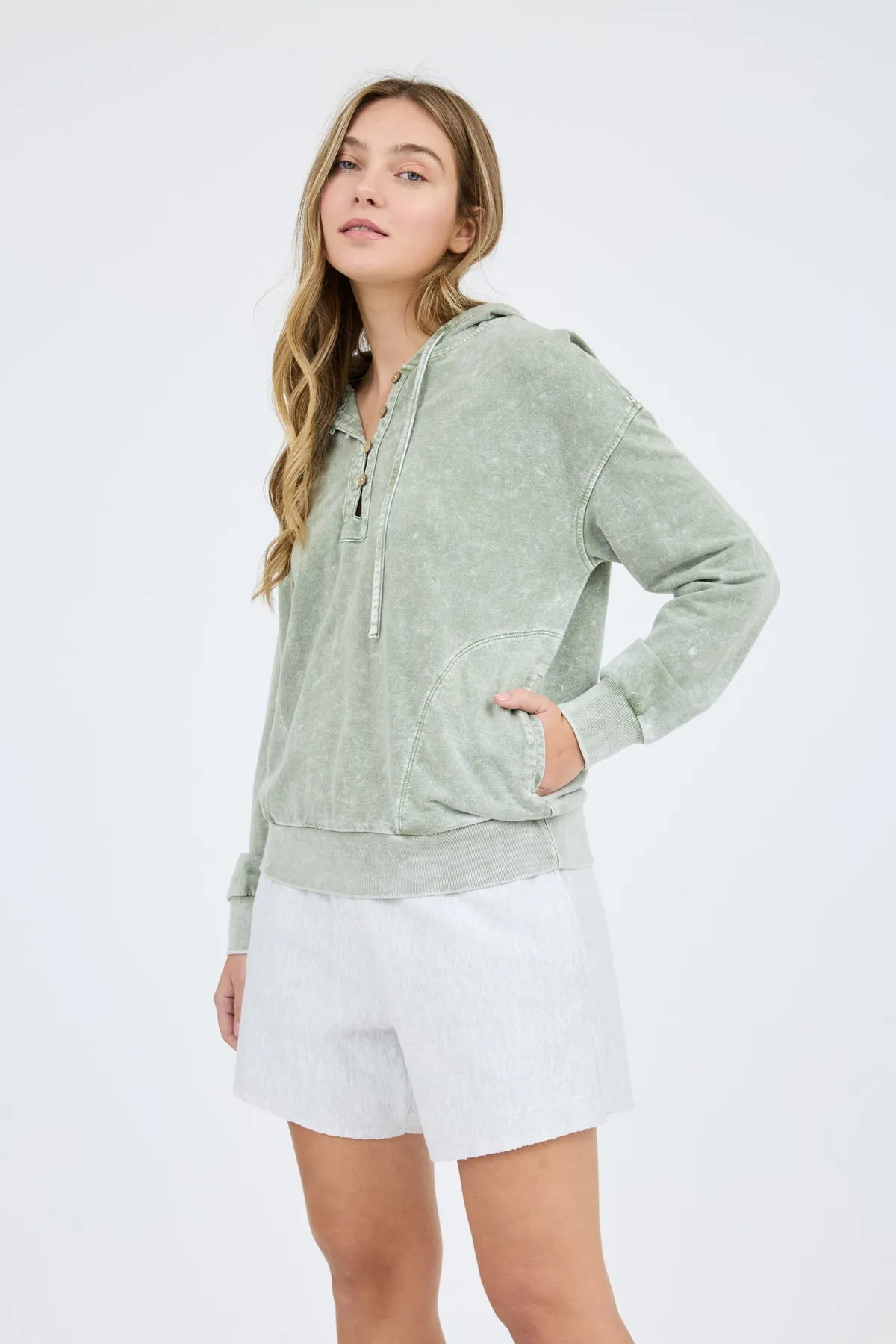 Washed Henley Hoodie