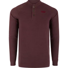Weston Lakes Waffle Henley LS Shirt - Heathered Windsor Wine