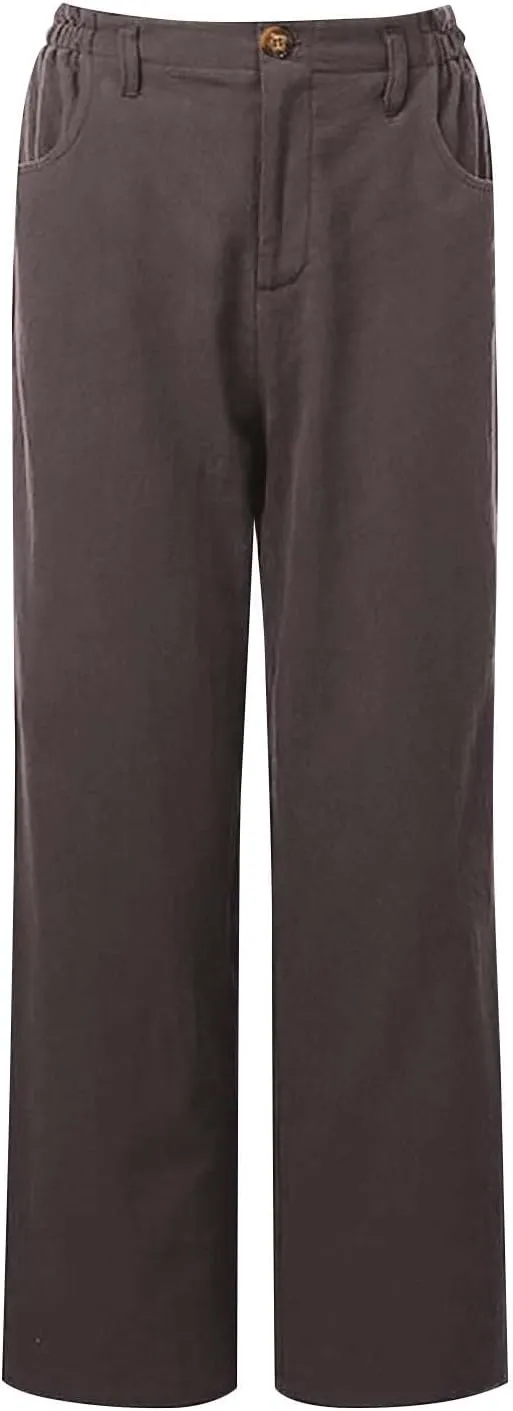 Women Linen Pants Summer Casual Capri Pants with Pockets Elastic Waist Wide Leg Cropped Pants Boho Beach Palazzo Pants