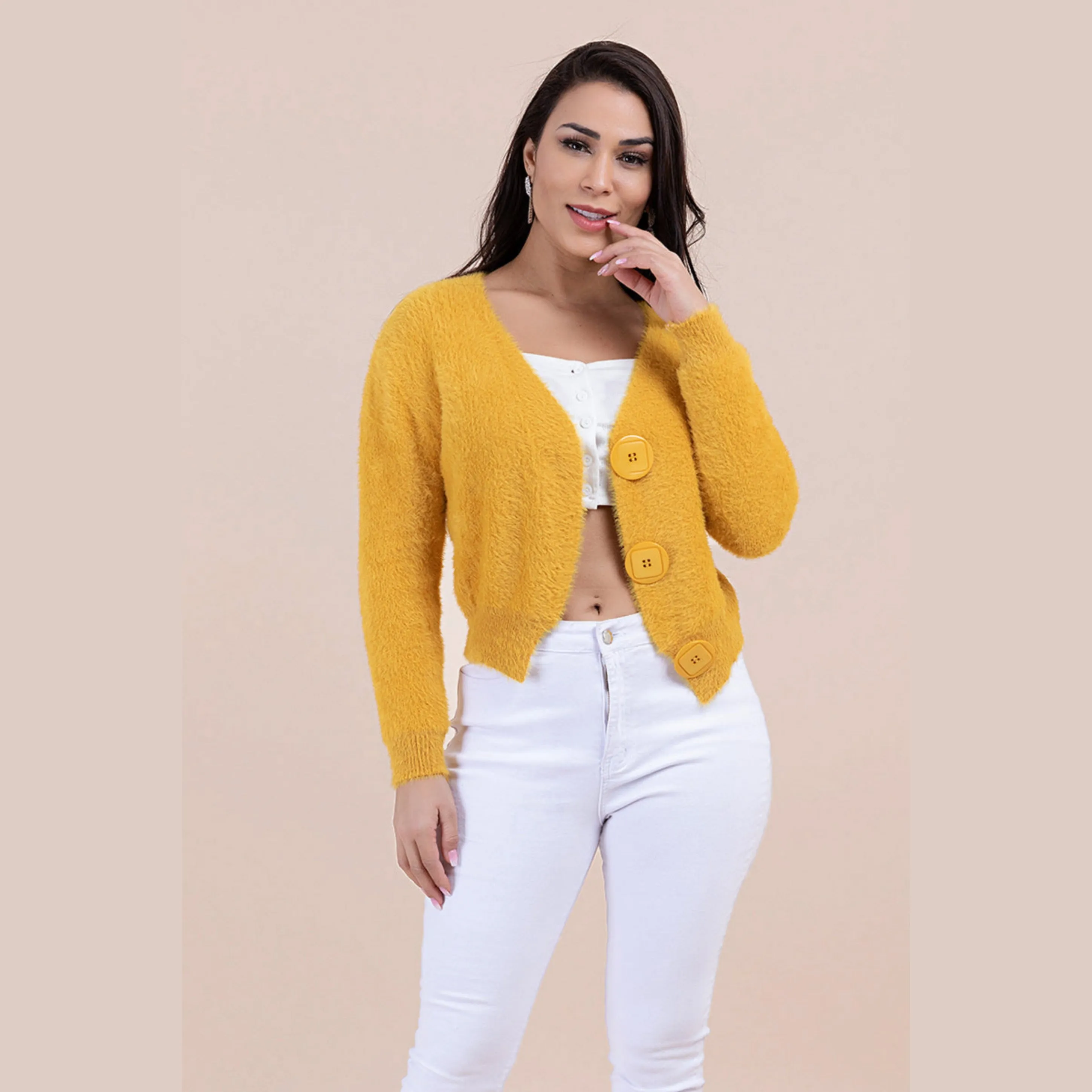 Women's Jumbo Button Knit Cardigan