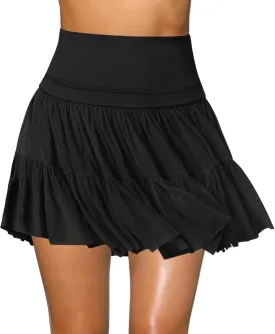 Women's Mini Skirt Skort Flowy Pleated High Waisted Ruffle Tennis Skirts for Women Athletic Skater Golf with Shorts Pockets