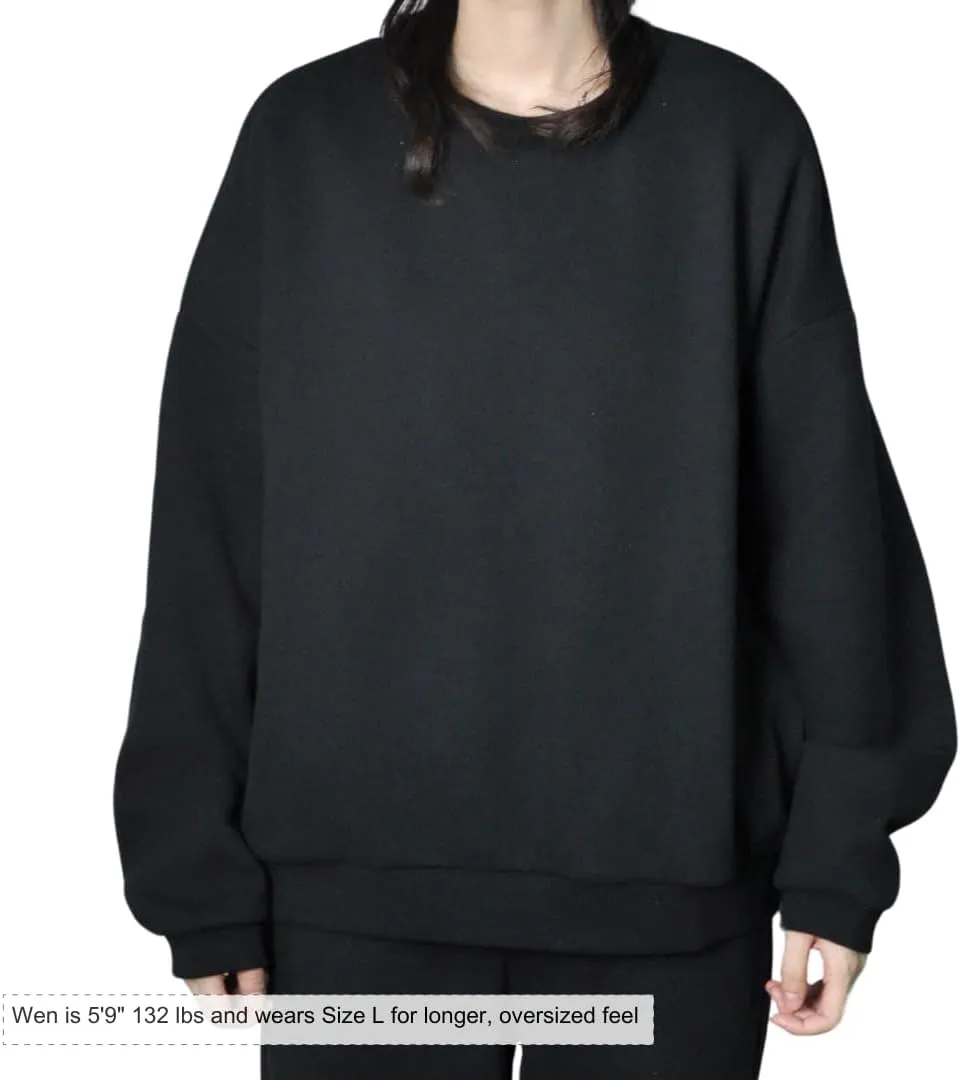 Womens Oversized Crewneck Sweatshirt Fleece Long Sleeve Hoodies Pullover
