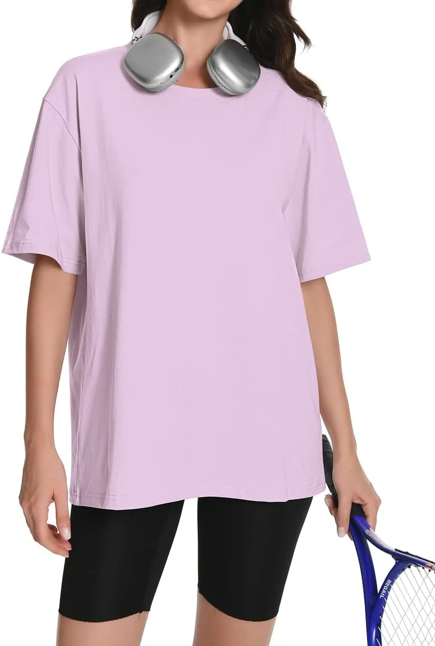 Womens Oversized T Shirts Crewneck Short Sleeve Summer Tops Casual Blouse Basic Tee Trendy Outfits 2025