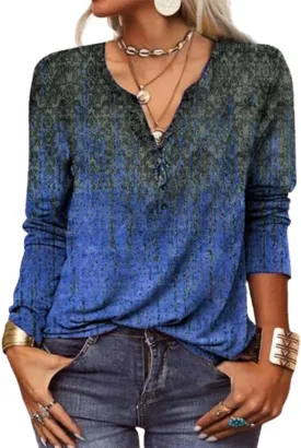 Womens Tops Dressy Casual Button Up Shirt Boho Floral Print Blouse 2025 Summer Clothes V-Neck Long Sleeve Shirts