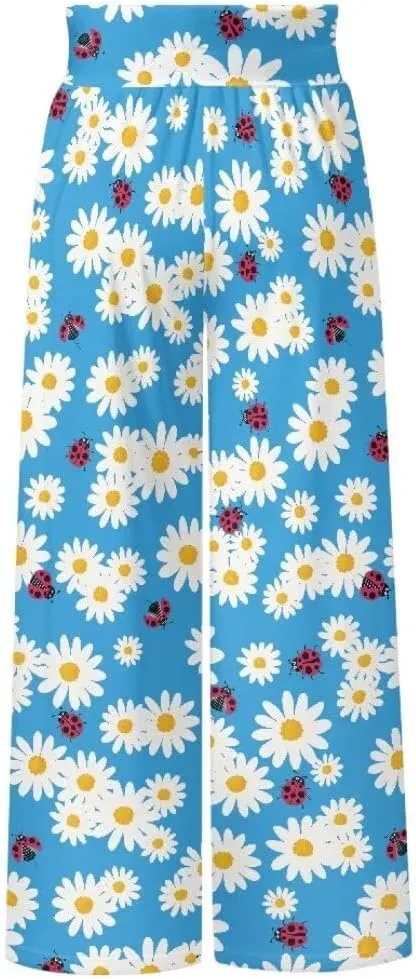 Yuuxorilu Womens Wide Leg Palazzo Pants Casual High Waist Flowy Trousers Loose Lounge Pant with Pockets