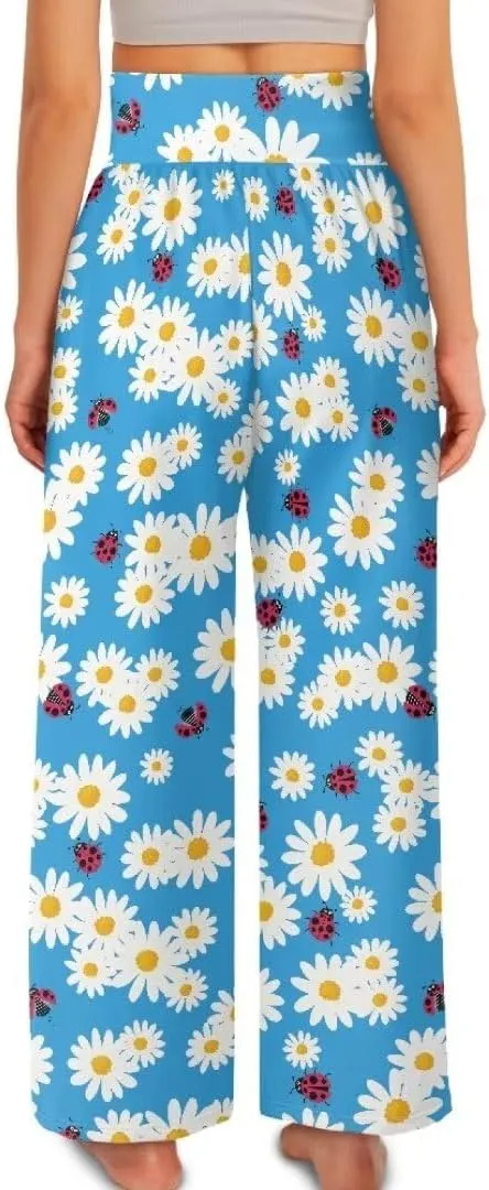 Yuuxorilu Womens Wide Leg Palazzo Pants Casual High Waist Flowy Trousers Loose Lounge Pant with Pockets