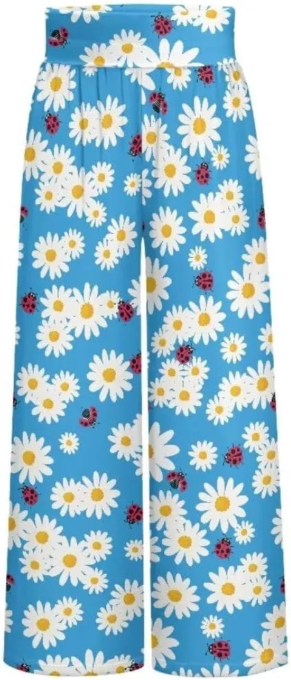 Yuuxorilu Womens Wide Leg Palazzo Pants Casual High Waist Flowy Trousers Loose Lounge Pant with Pockets